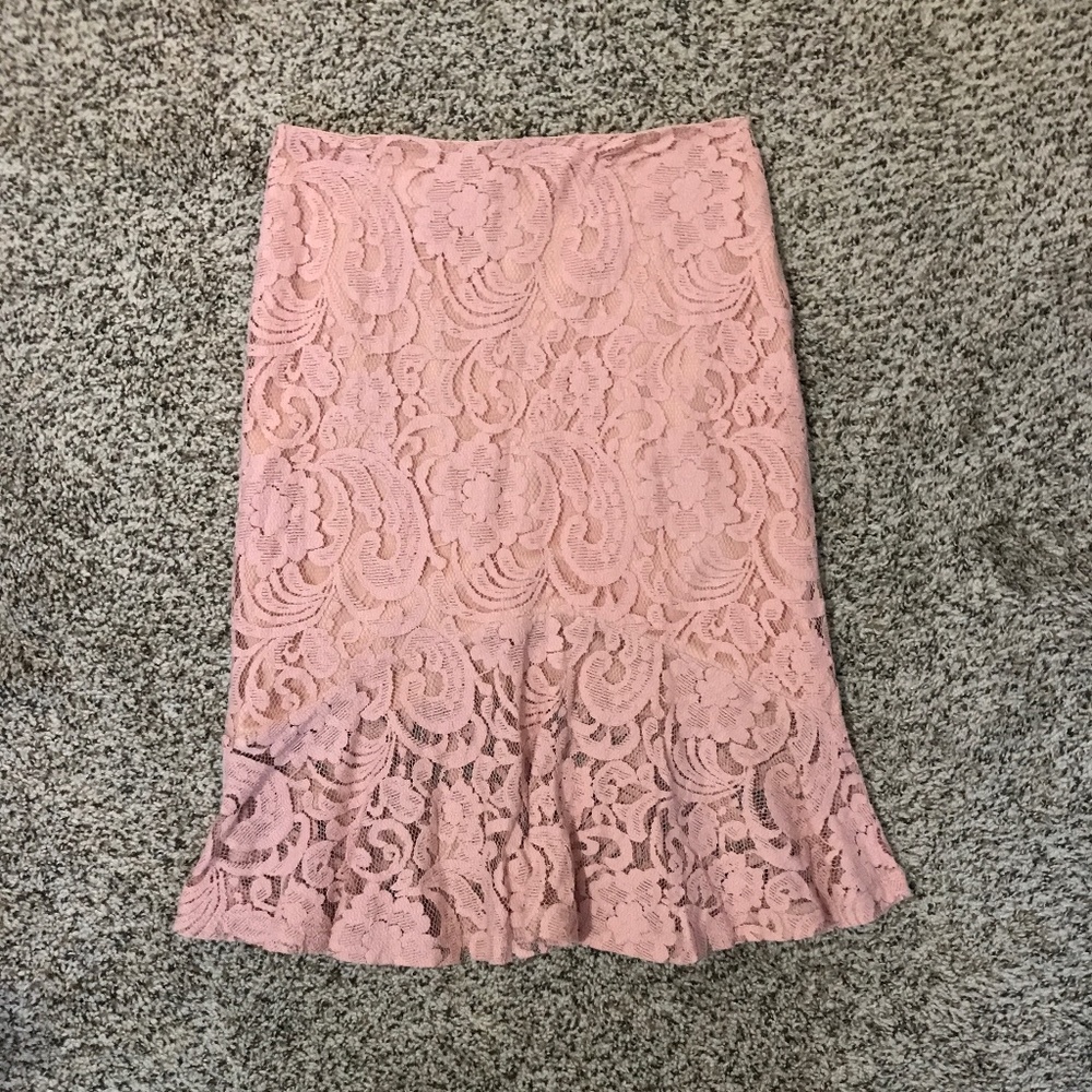 Forever 21 Blush Pink Pencil Skirt w/ Ruffle